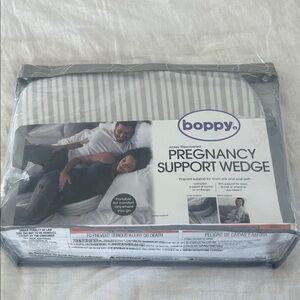 Gray and White Striped Boppy Pregnancy Support Wedge Pillow